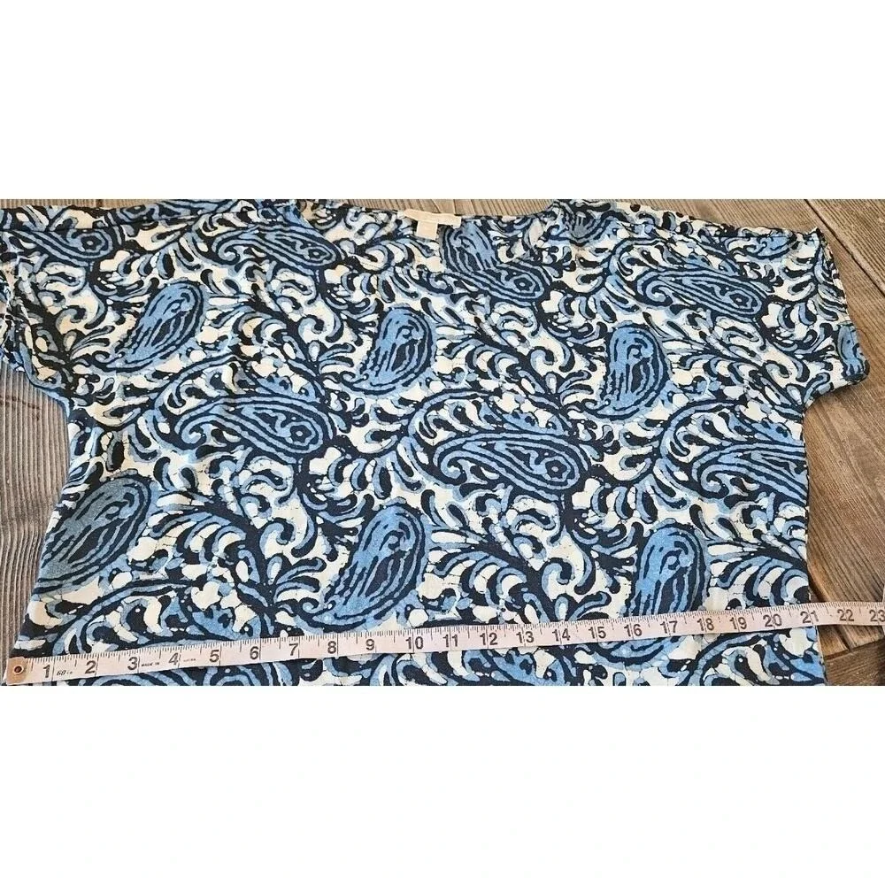 Michael Kors Fringe Trim Paisley Print Dress Womens XL Blue Batik Resort Summer - Picture 9 of 12